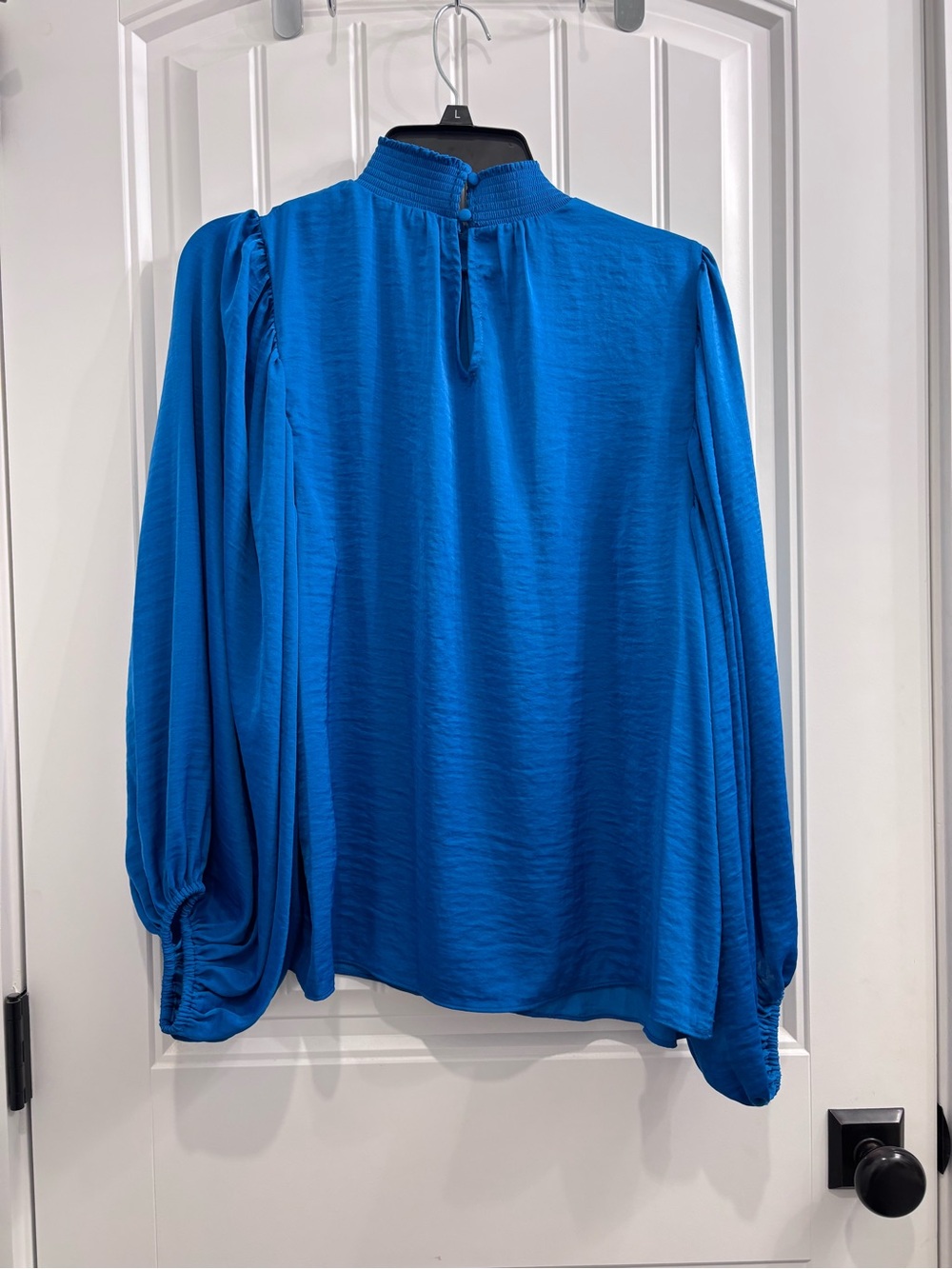 Vince Camuto Royal Blue Smocked High-Neck Blouse - Picture 4 of 4